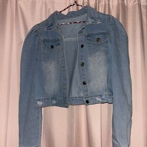 Vintage Puffed Sleeves Denim Jacket